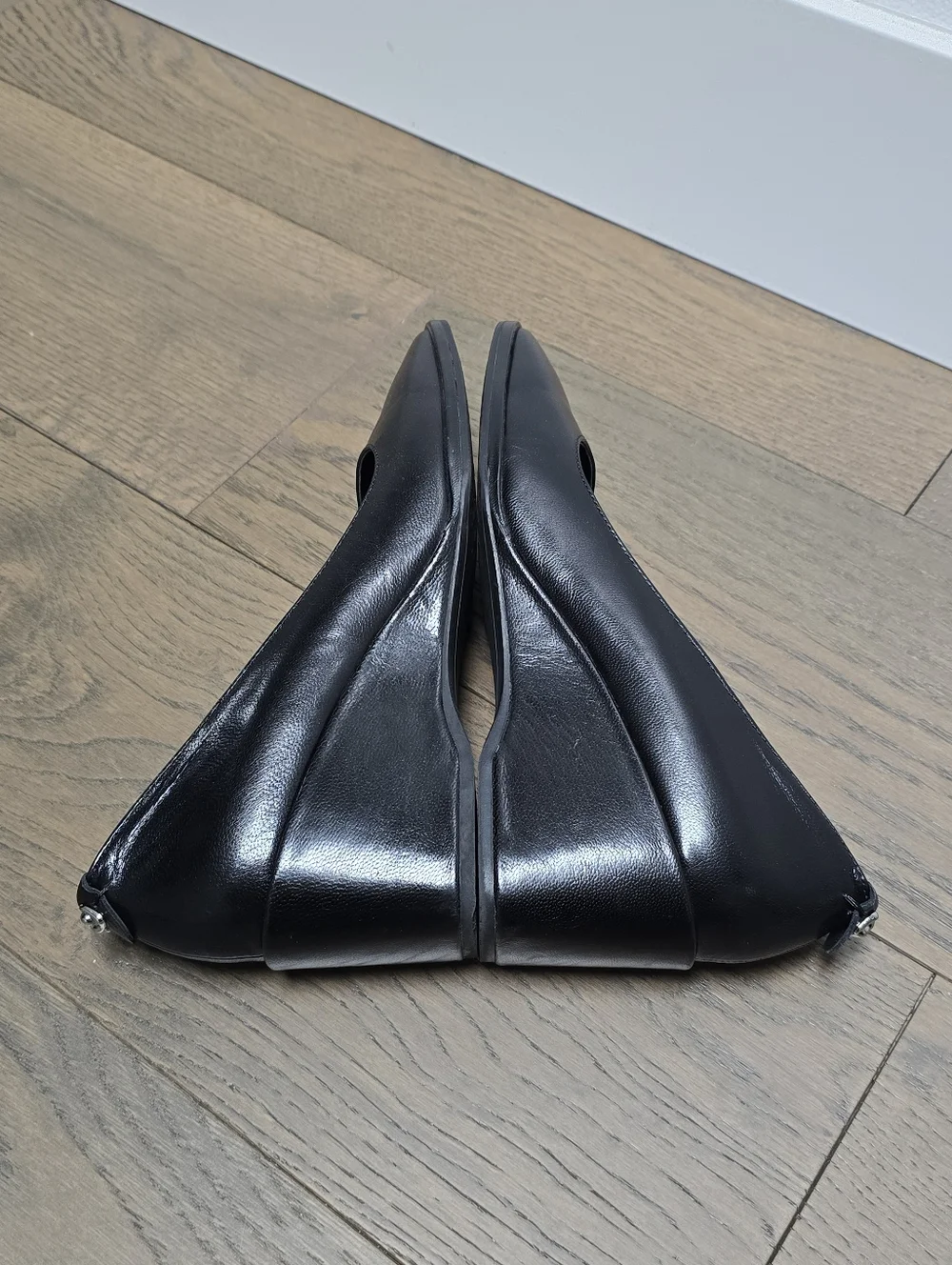 Aerosoles Aurora Leather Square Toe Wedge Pump in Black